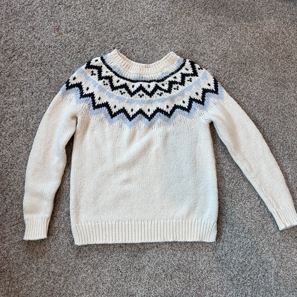 LOFT Camel, Wool, Mohair and Cotton Blend Fair Isle Sweater. Soft. Classic. EUC